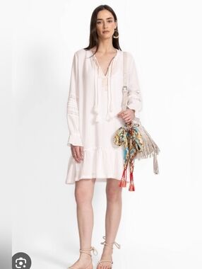 Johnny Was Calme Cotton Cover Up Dress Size Medium White New with Tags